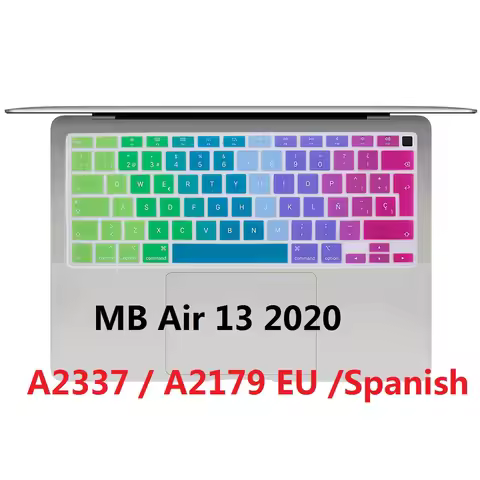 EU Soft Spanish Cover for Macbook Air 13 2020 A2179 / Air 2020 M1 Chip A2337 EU Spanish Rainbow Sili
