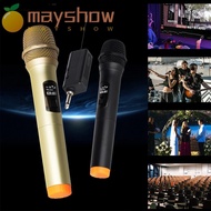 MAYSHOW Wireless Microphone, with Rechargeable Receiver Multipurpose Handheld Microphone, Practical Professional Portable Remote Reception Karaoke Microphone