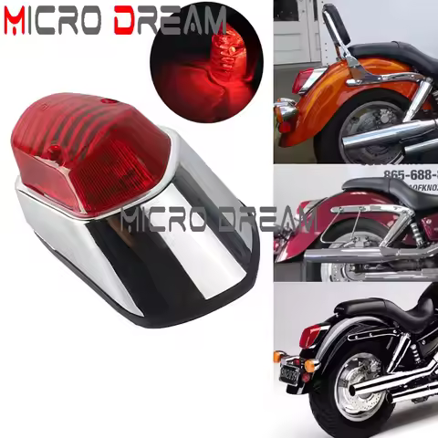 12V Red Lens Rear Taillight Running Brake Light For Kawasaki Vulcan 650 900 Honda Shadow Sabre GL VT