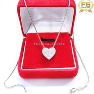 Kalung Perak Asli Sier Wanita 925 Lapis Emas Putih Model Liontin Love