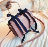 韓國 秋冬新款 蝴蝶結手提小方包 挺版 單肩包 斜背包 粉色 紅色 甜美 約會必備 晚宴包 手拿包