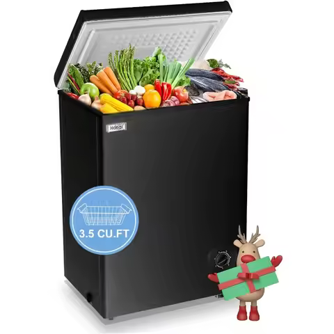 Small Deep Freezer for Apartments and Kitchens: Compact 3.5 Cu.Ft Free-Standing Top-Door Mini Freeze