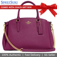 Coach Handbag In Gift Box Crossbody Bag Sage Carryall Dark Berry Magenta # F28976