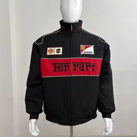 Racing Ferrari F1 Embroidered Jacket Oversized for Men and Women Racing Team Jackets Locomotive Coat