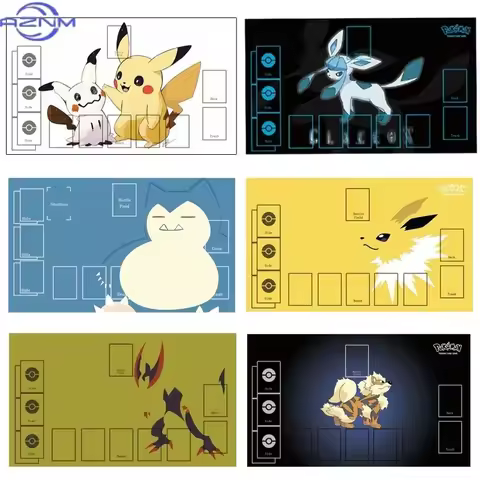 {Dingdang Toys} Pokemon PTCG Battle Card Table Mat Mimikyu Jolteon Snorlax Glaceon Arcanine Haxorus 