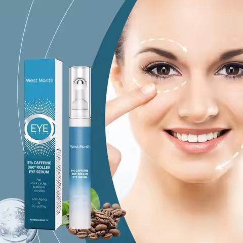 5% Caffeine Eye Serum Nourishing Moisture Under Eye Roller Cream 360° Massage Firming Serum For Dark