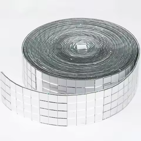 New 5x5mm 10x10mm Grid 1~5meter Self-Adhesive Square Mosaic Tiles Sliver Mirror Mosaic Sheet For DIY