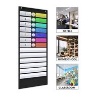 Wall Hanging Daily Schedule Pocket Chart Schedule Chart With 13 Dry Erase Cards and 2 Hooks