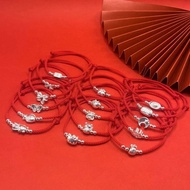 Sterling Silver999Pure Silver Lucky Red Rope Bracelet Anklet for Women Lotus Peach Blossom Moon Fish