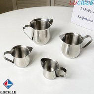 LUCILLE Stainless Steel Milk Jug, 2/3/5/7 Oz with Pointed Spout Latte Cream Pitcher, Household Small