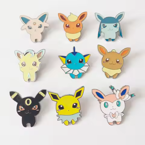 Pokemon Let's Go Pikachu Eevee Enamel Pins Kawaii Pocket Monster Eeveelution Metal Cartoon Brooch Ba