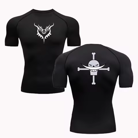 Summer Men Sun-protective Clothing Anime T-shirt Fitness Quick-drying Running Fitness T-shirt Sports