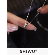 Authentic Silver Jewelry Transfer Bead Necklace Light Luxury Niche Design Clavicle Chain Silver Neck