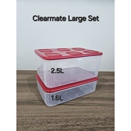 Tupperware Clearmate Large Set-1.6L(1)22.5cm(L) x 15.0cm(W) x 6.7cm(H)2.5L(1)22.5cm(L)x15.0cm(W) x 6