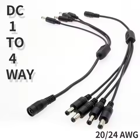 DC Power 5.5 X 2.1 *2.5mm Cable 1 Female to 2 3 4 5 6 Male Way in 1 Y Splitter Connector Plug CCTV C