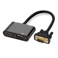 3 in 1 VGA to HDMI-Compatible+3.5mm Audio+VGA Adapter HDTV Monitor Splitter Kit Plug and Play 245x65