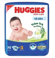 Tã dán Huggies Skincare Super Jumbo M76+3 Miếng