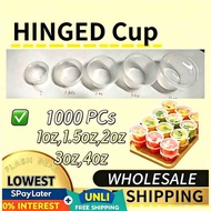 1000Pcs/Box Eco Friendly Hinged Portion Sauce Cups 1oz to 4oz, Disposable Leakproof Condiment Contai