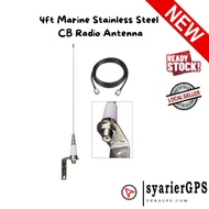 4ft Marine Stainless Steel CB Radio Antenna 24.5-29.5MHz for Ship Station, Anytone, Luiton