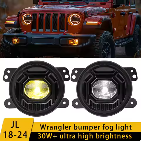 4inch Round Led Fog Lights for Jeep Wrangler Jk/Jku 2007-2018, 30W White and Amber Fog Light Assembl