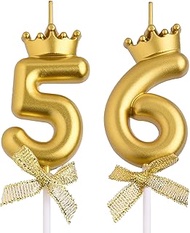 56th 65th Birthday Candles, 65 56 Year Old Number Birthday Candles, Happy Birthday Party Cake Topper