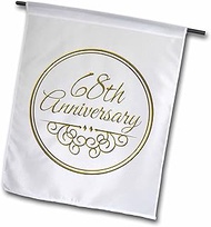 3dRose fl_154510_2 "68Th Anniversary Gift - Gold Text Celebrating Wedding Anniversaries" Garden Flag