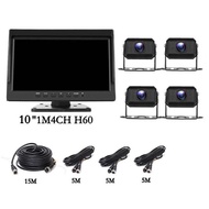 กล้องบันทึกวิดีโอH60 AHD DVR  ภองศา บันทึกสี่ทาง 10.1 นิ้ว 4 ช่อง 12-24v เวอร์ชั่นกลางคืน เต็มมุมมอง