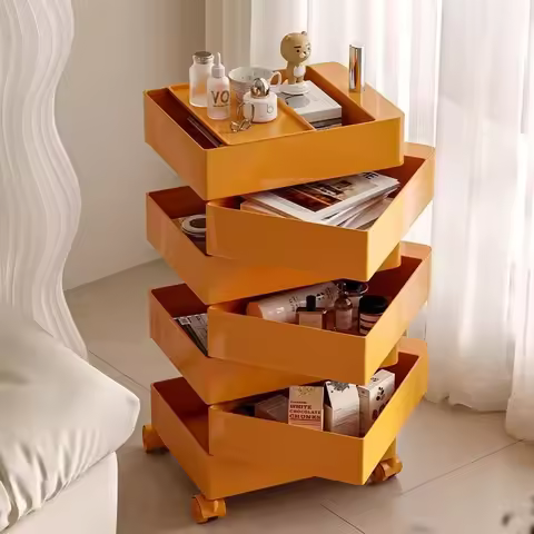 Rotating Storage Cabinet with 360 ° Pulley Five Layer Storage Drawer Under The Table Storage Boxes M