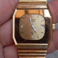 jam tangan rado gold quartz second bekas ori custom