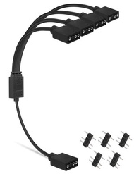 UPHERE ARGBファン用電源ケーブル 4分岐ケーブル アドレサブルLED用5V3ピンARGBヘッダーコネクタ RGBファンやLEDテープ増設用【53ARGB4-1】