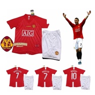 2007-2008 Manchester United Home Kit Kids' Retro Set – CR7 Ronaldo #7 Jersey & Shorts, Official-Look