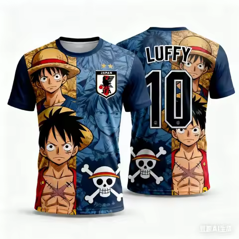 2025 Japan One Piece Luffy Football Jersey T-shirt Kids Football Special Jersey Kit Adult Men's/Wome
