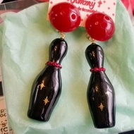 女士保齡球耳針[復古紅x黑]