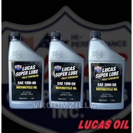 LUCAS SUPER LUBE FULLY SYNTHETIC MOTORCYCLE OIL 1 LITRE 100% ORIGINAL LUBRICANT 1L LITER 10W-40 10W-
