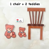 3 items teaching aid set (1 bottle + 2 teddies) used to depict Position (Position)