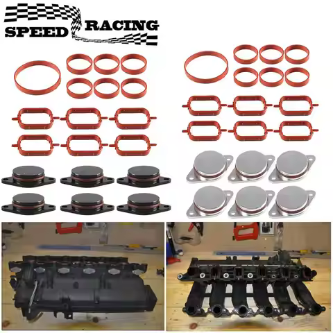 6PCS 22mm/33mm Swirl Flap Blanking Plates with Intake Manifold Gasket Seal For BMW M47 M57 E39 E87 E