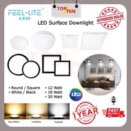 Feel Lite Surface Downlight 12W 18W 30W Led Downlight For Concrete Ceiling White/Black Frame Living Area