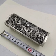 Antique Copper Silver-Plated Coffin Meaning Rise Double Dragon Playing Bead Coffin Silver Coffin Att