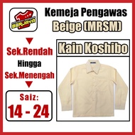 Baju Kemeja Pengawas Sekolah Rendah/Menengah/MRSM Lengan Panjang Beige - Koshibo/Licin (READY STOCK)