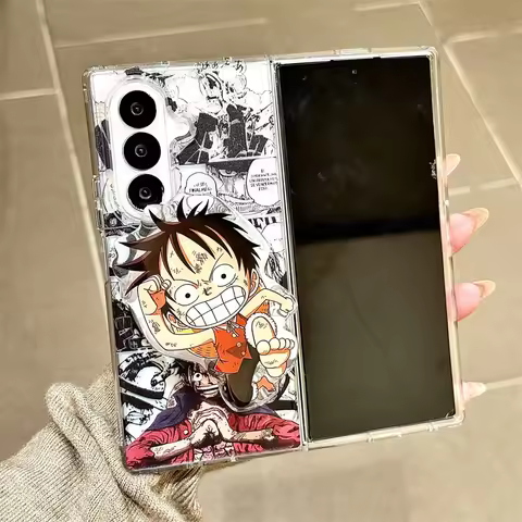 3D Anime Cute O-One P-Piece Luffy Zoro Fold Magsafe Wireless Charge Case For Samsung ZFold 3 4 5 6 7