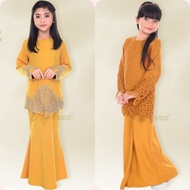 🌹BAJU KURUNG GIRL GOLD🌹 Baju Kurung Lace Kanak-kanak Perempuan XS -2XL Baju Raya Sedondon 2025