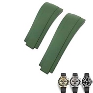 HIJAU Rolex Daytona GMT Oyster Rubber Silicone Watch strap High Quality 20mm Flat Head Black Green