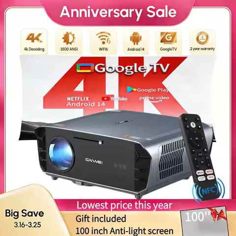 4k netflix android 14 google tv projector 3500ANSI UHD home theater TOF 2.4+5G wifi auto focus gamin