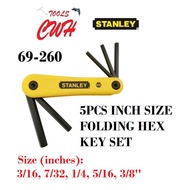 STANLEY 69-260 5PCS INCHES FOLDING ALLEN KEY HEX KEY SET L WRENCH DRIVER 69260