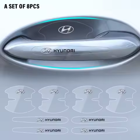 8pcs Car Door Handle Stickers Transparent Protector Film For Hyundai Genesis N-LINE I10 I20 I30 I40 