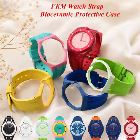 For Audemars Piguet AP X Swatch Royal POP Pocket FKM Watch Strap Bioceramic Protective Case Bezel Wa