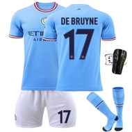เสื้อฟุตบอลแมนเชสเตอร์ซิตี้ Kevin De Bruyne No.9 Erling Haaland No.17สำหรับเด็กหญิงเด็กชายและผู้ชายผ