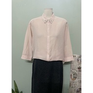 Light pink beaded Japanese collar women's shirt size m a84
