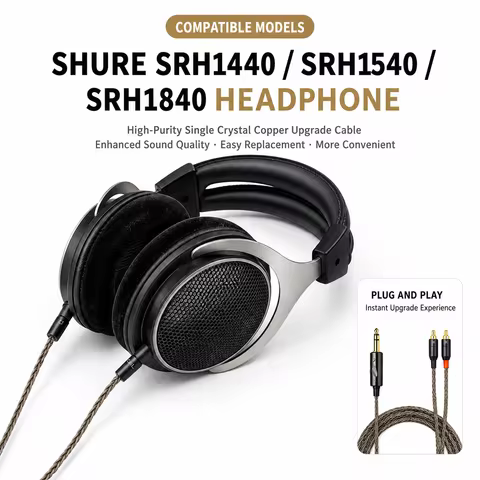 16 Core OCC Silver-Plated Balanced Upgrade Cable For Shure SRH1840 SRH1540 SRH1440 Headphones, 2.5mm