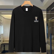 Hong Kong Style Autumn Printed new Autumn Men's Top Trendy Loose COD Pure Cotton Bottoming Shirt2025